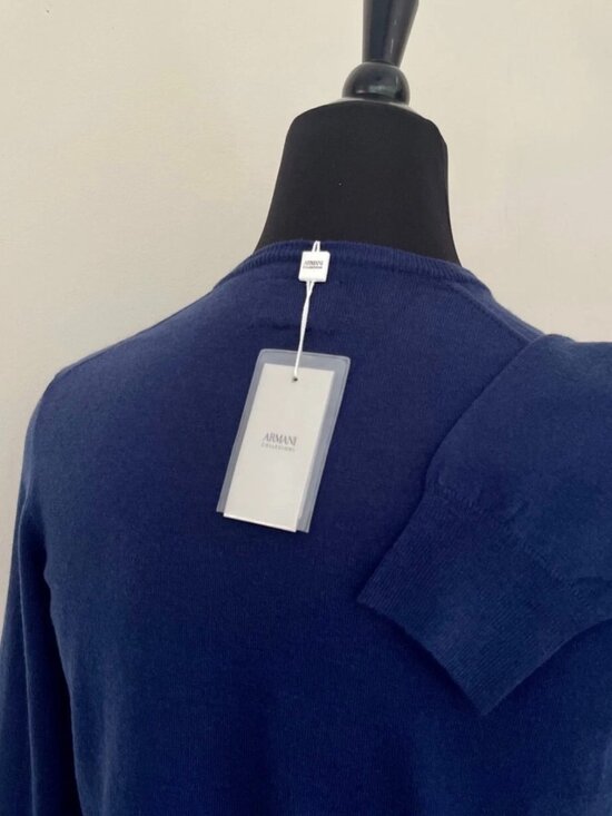 New Armani Collezioni V Neck Blue Sweater XL size - Picture 1 of 7